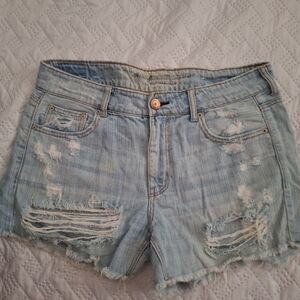 American Eagle Outfitters Blue Distressed Jean Shorts